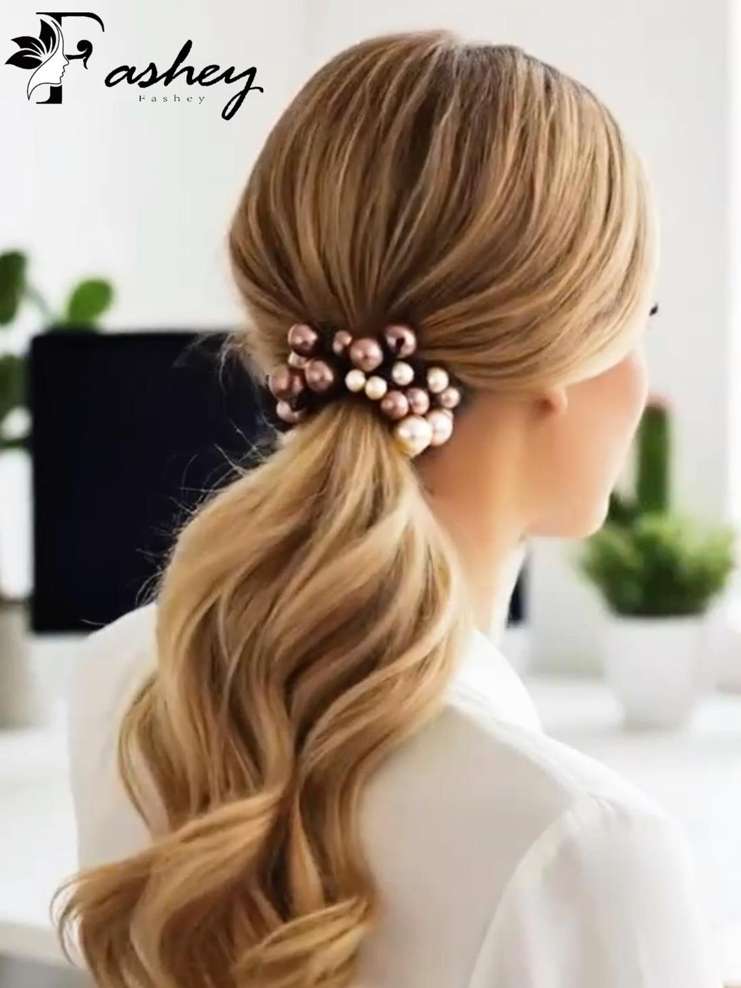 Amazon.com : Fashey Pearl Scrunchie Beaded Hair Ties Decorative