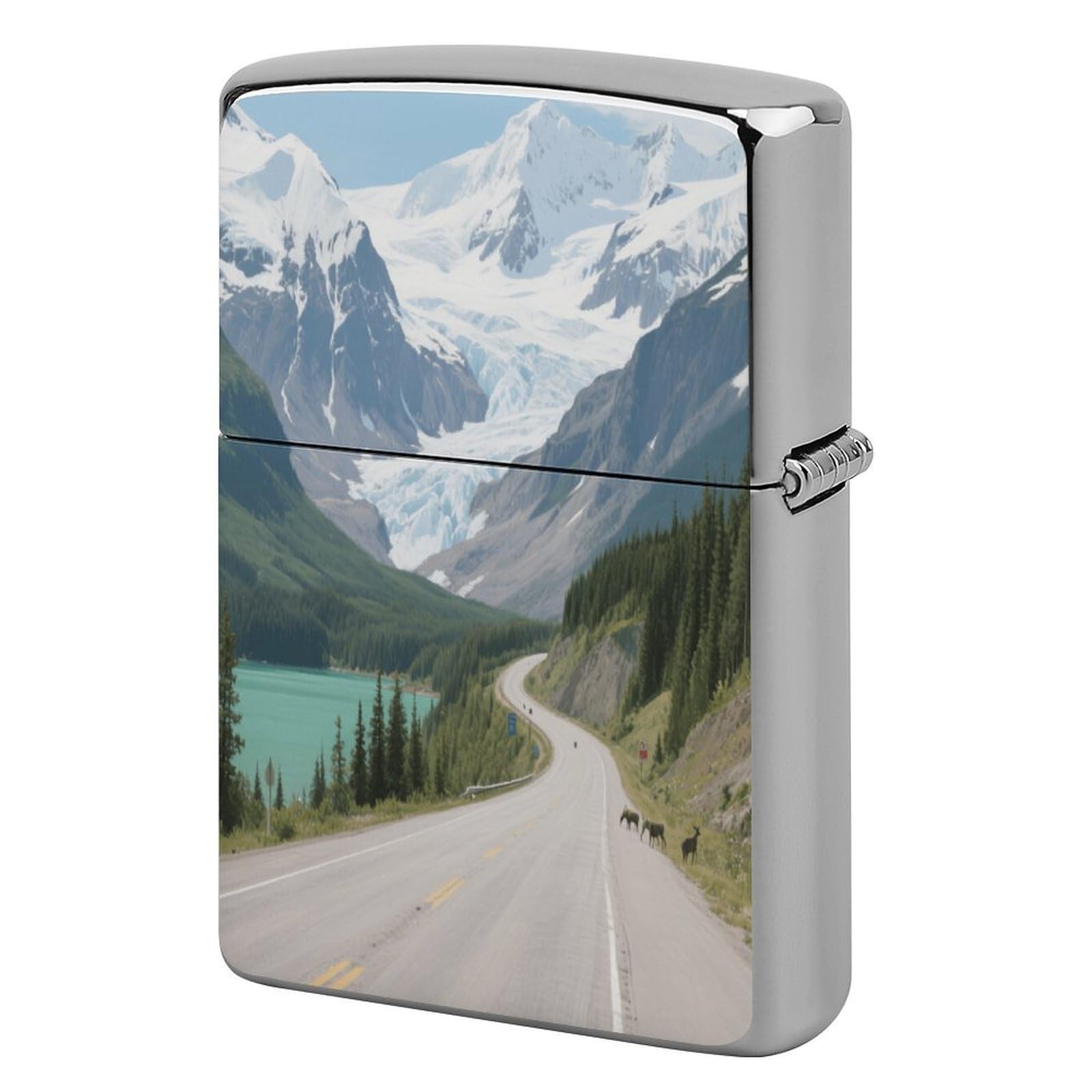 Fekiloot Style Icefield Highway Lighter Case Cover Metal Lighter Case