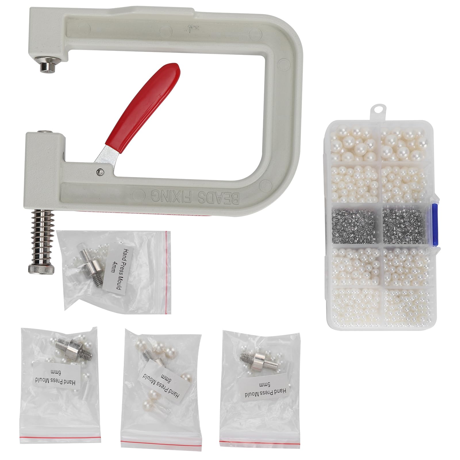 Kit di macchine a pressione manuale per l’incastonatura delle perle, strumenti fai-da-te per l’incastonatura delle perle su vestiti, cappelli e scarpe, set completo con perle non