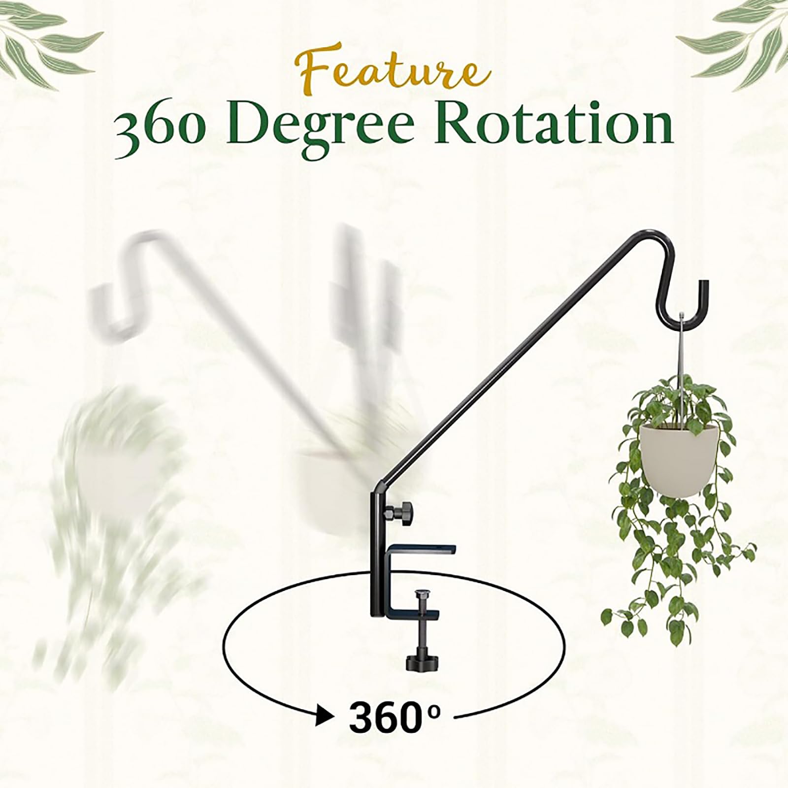 Gancho para comedero de pájaros con diseño de rotación completo, perfecto para decoración de balcón y jardín, gancho para comedero de pájaros
