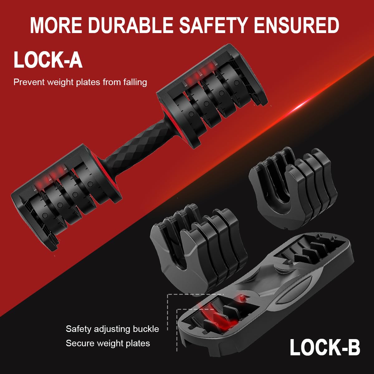 25lb Adjustable Dumbbell Set, Quick Dial with Non Slip Handle, Stand | Adjustable, 1 Second Weight Change, Double Safety Buckles, Space Saving, Full Body Workout, Home Gym