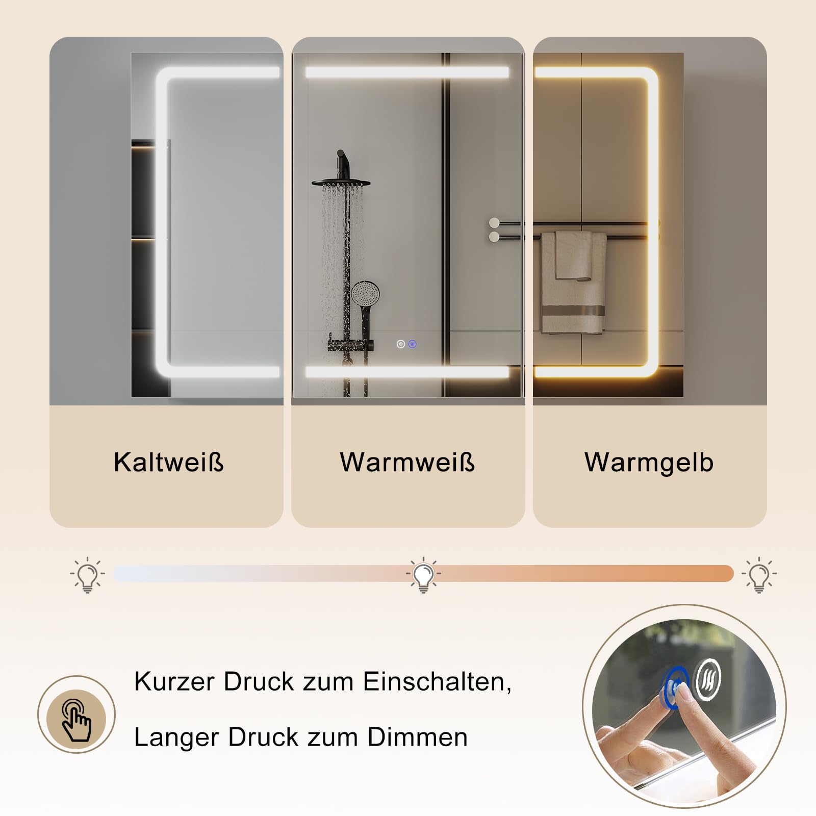 TRIUMPHKEY Spiegelschrank Bad mit Beleuchtung, 120x75cm, 3-teiliges Faltdesign, LED-Licht dimmbar, Sanftschließende Scharniere, Anti-Beschlag, Integrierte Steckdosen & USB, 5 Ebenen Stauraum