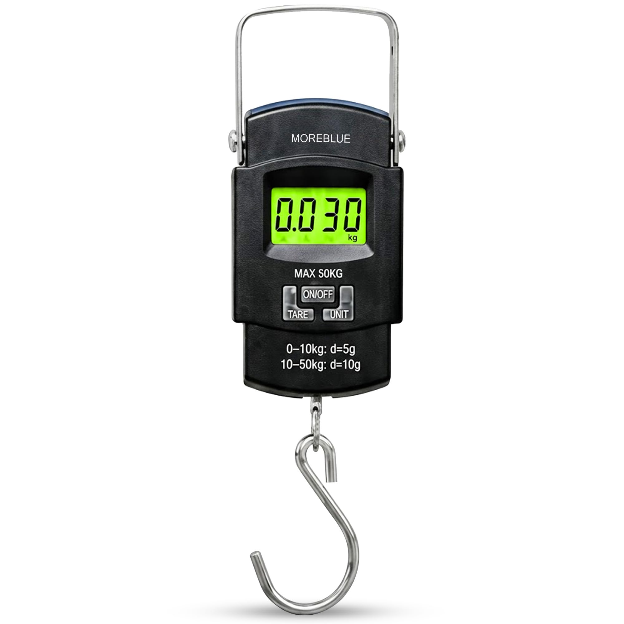 MoreBlue Hook Type 50 kg Digital Bolt Electronic Portable Fishing Hook Type Digital LED Screen Luggage Weighing Scale, 50 kg (Black)