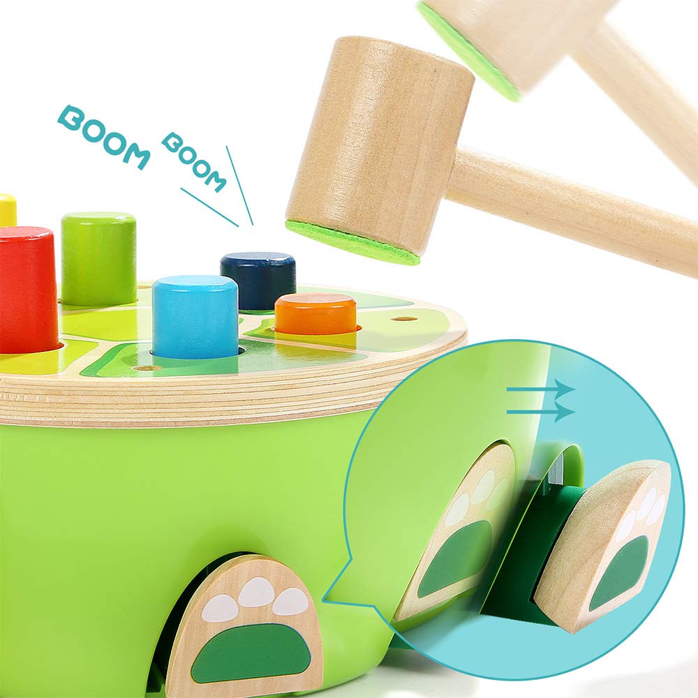 TOP Bright Hammerspiel für Kinder ab 1 Jahre, Langlebiges Holzspielzeug mit Holzhammer, Holz Klopfspiel Geschenk ab 12 Monate Junge Mädchen, Klopfbank ab 1 2 3 Jahr