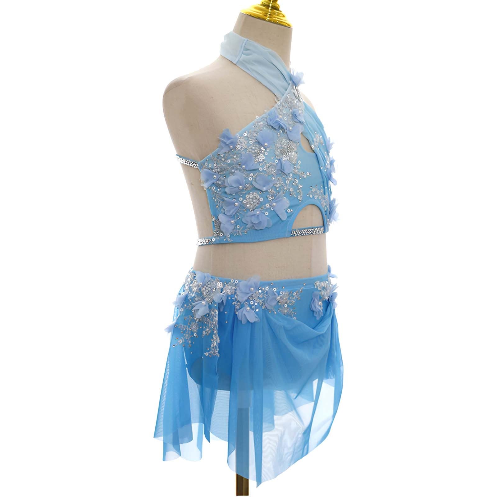 Lyrisches Tanzkostüm For Mädchen, Gruppe, Individuell, For Damen, Party, Offener Rücken, Tanzkurs, Modernes Swing-Kleid Mit Strasssteinen