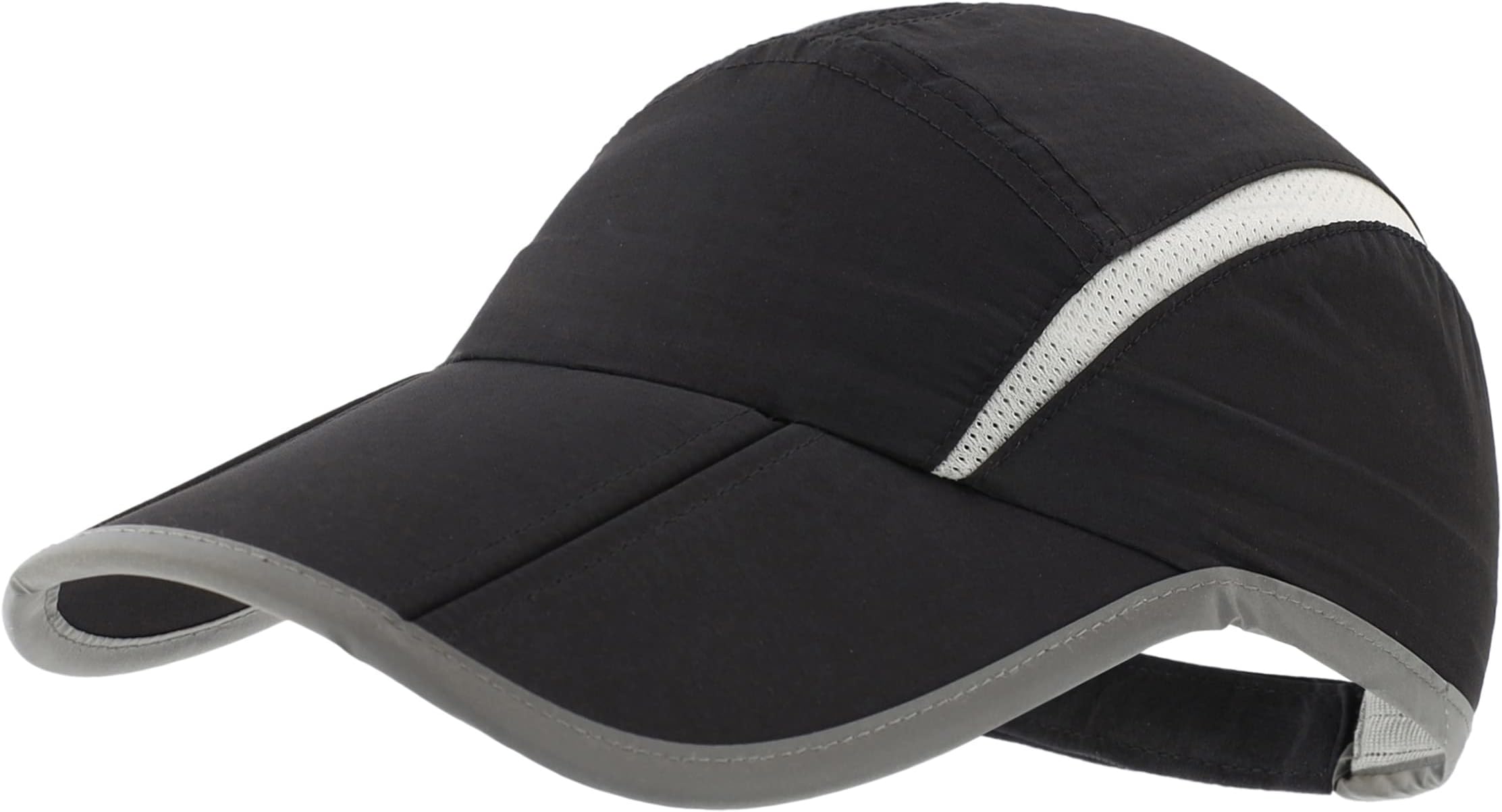 Foldable Mesh Sports Cap with Reflective Stripe Breathable Sun Runner Cap