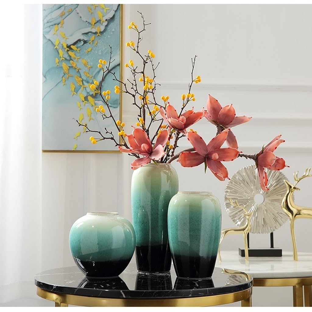 Accueil Vases Vase Vert en Porcelaine, décoration de Fleurs céramique, Moderne et Simple, Bureau, Arrangement séchées Décor intérieur
