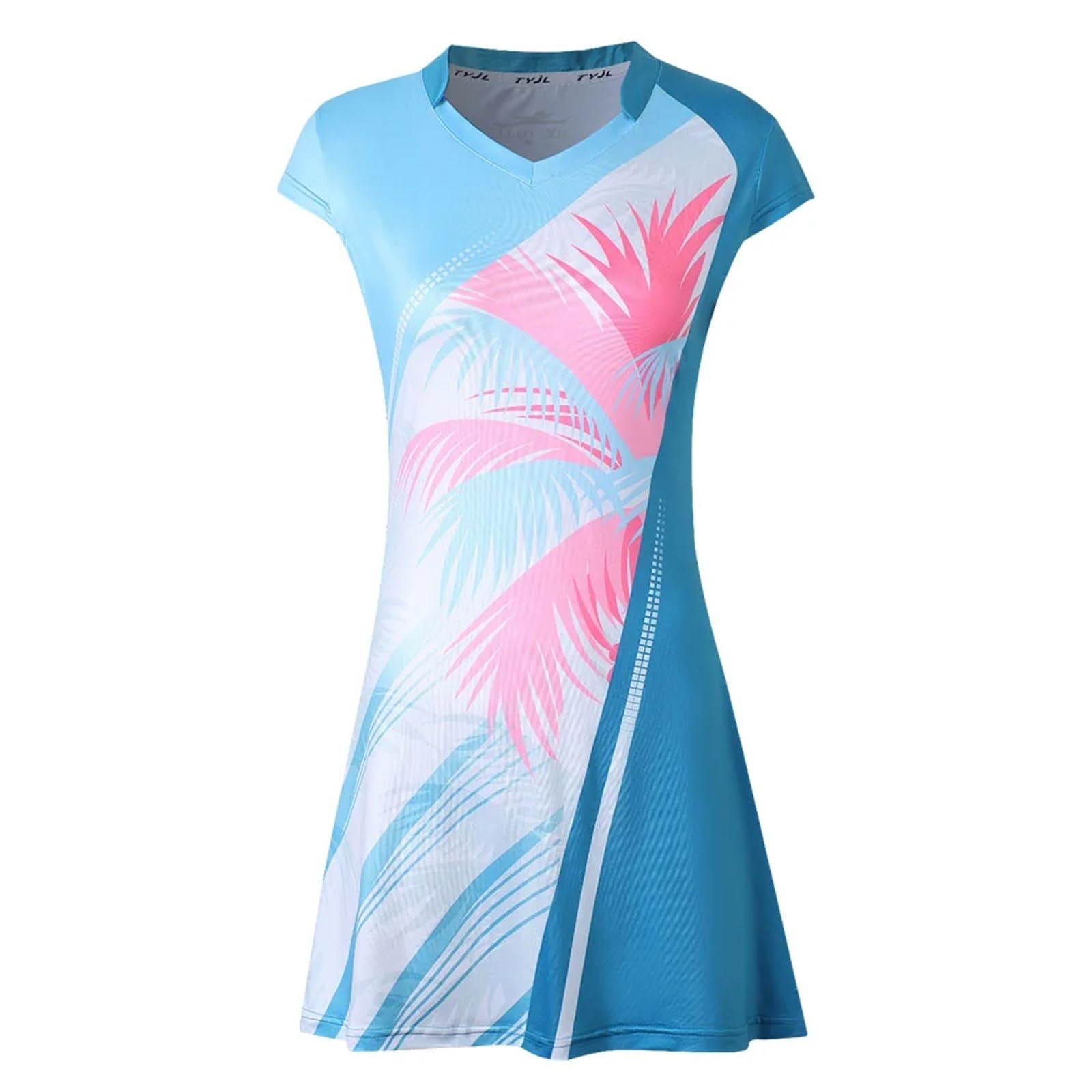 Damen-Tenniskleid Mit Separater Hose, Kurzärmlig, Bedruckt, for Tischtennis, Badminton, Innenshorts, Sportkleid