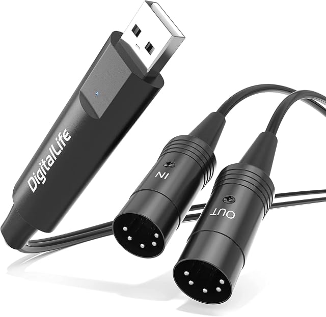 DigitalLife BM1005 USB Type-A to 5-PIN MIDI Interface Converter Adapter