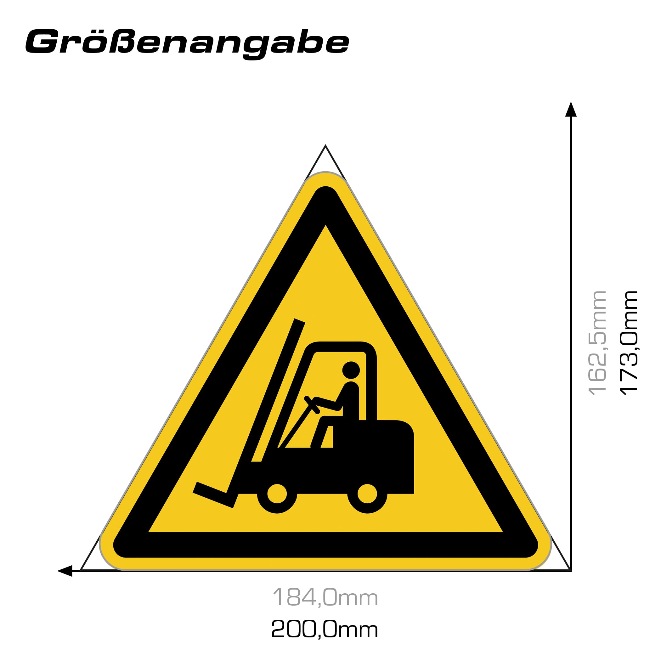 Señal de advertencia para vehículos de estacionamiento, símbolo de advertencia según DIN EN ISO 7010 W014 – Advertencia de carretilla elevadora tráfico de carretillas elevadoras pegatinas de