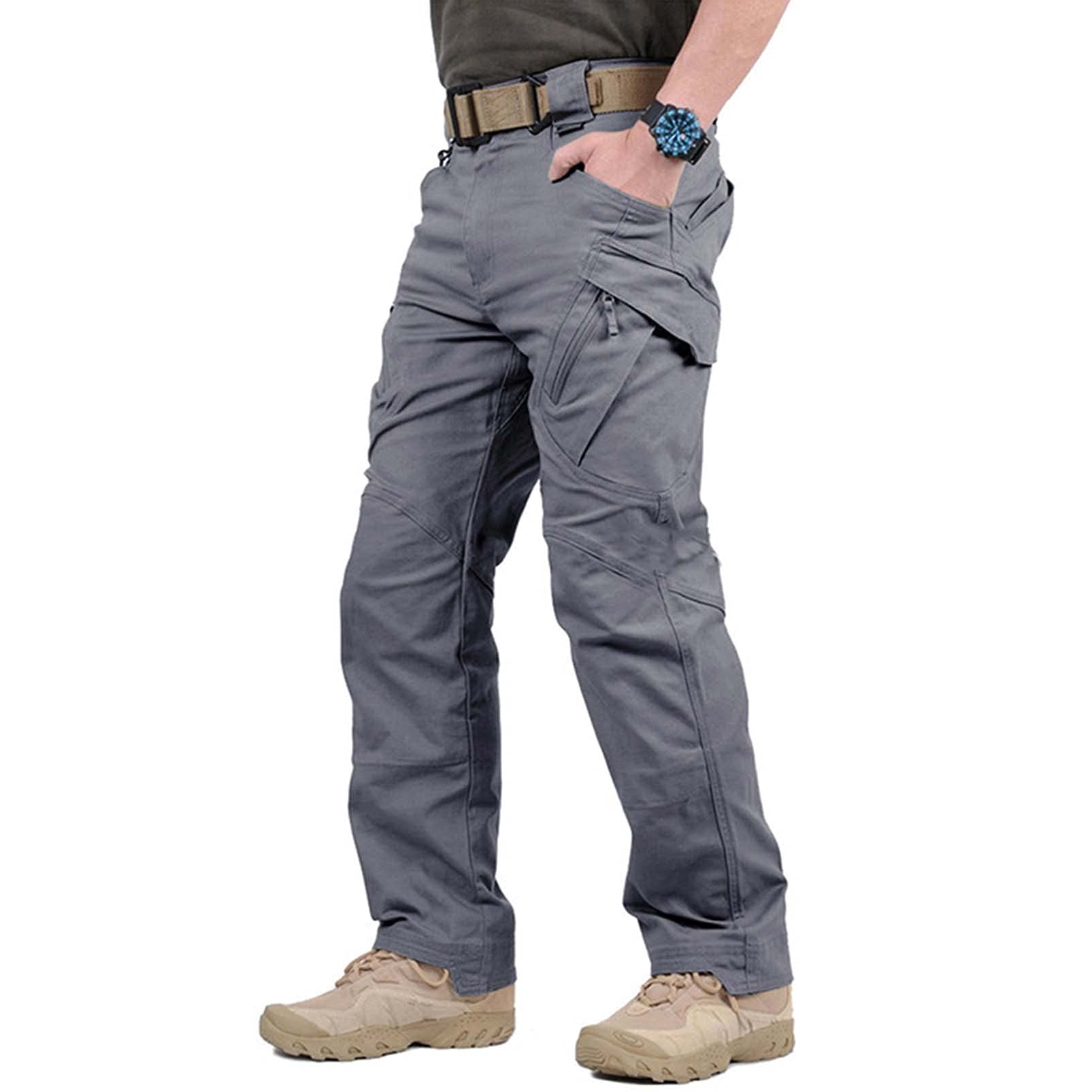 ZHANGHY Men's Tactical Pants 9 Pockets Ripstop, Water Repellent, Cargo Pants for Work, Hiking, Hunting