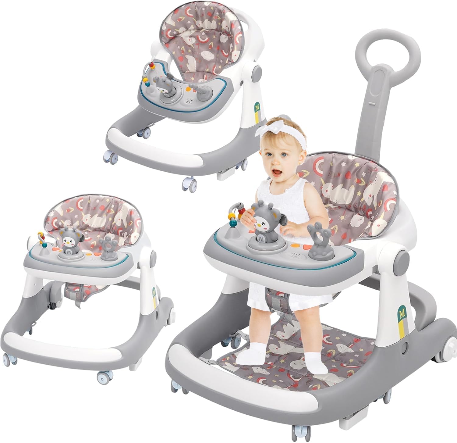 Arkyomi Baby Lauflernhilfe,3-in-1 Lauflernhilfe vom Sitzen zum Stehen, mehrfach abnehmbarer Modus, Unterhaltungs Lern Baby Aktivitätstisch für Babys, Jungen und Mädchen grey