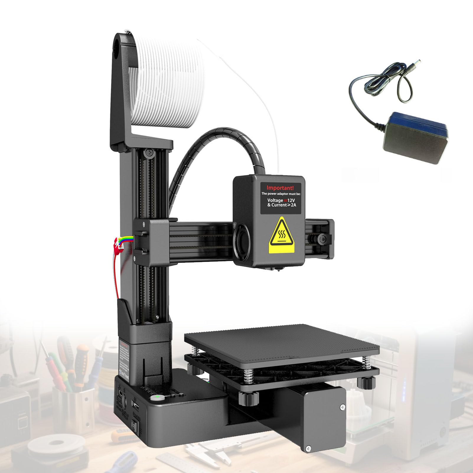 Stampante 3D FDM Professionale per L'Istruzione, Alta Precisione, Riscaldamento Rapido, Compatibile con PLA, Area di Costruzione 100x100x100 mm Black