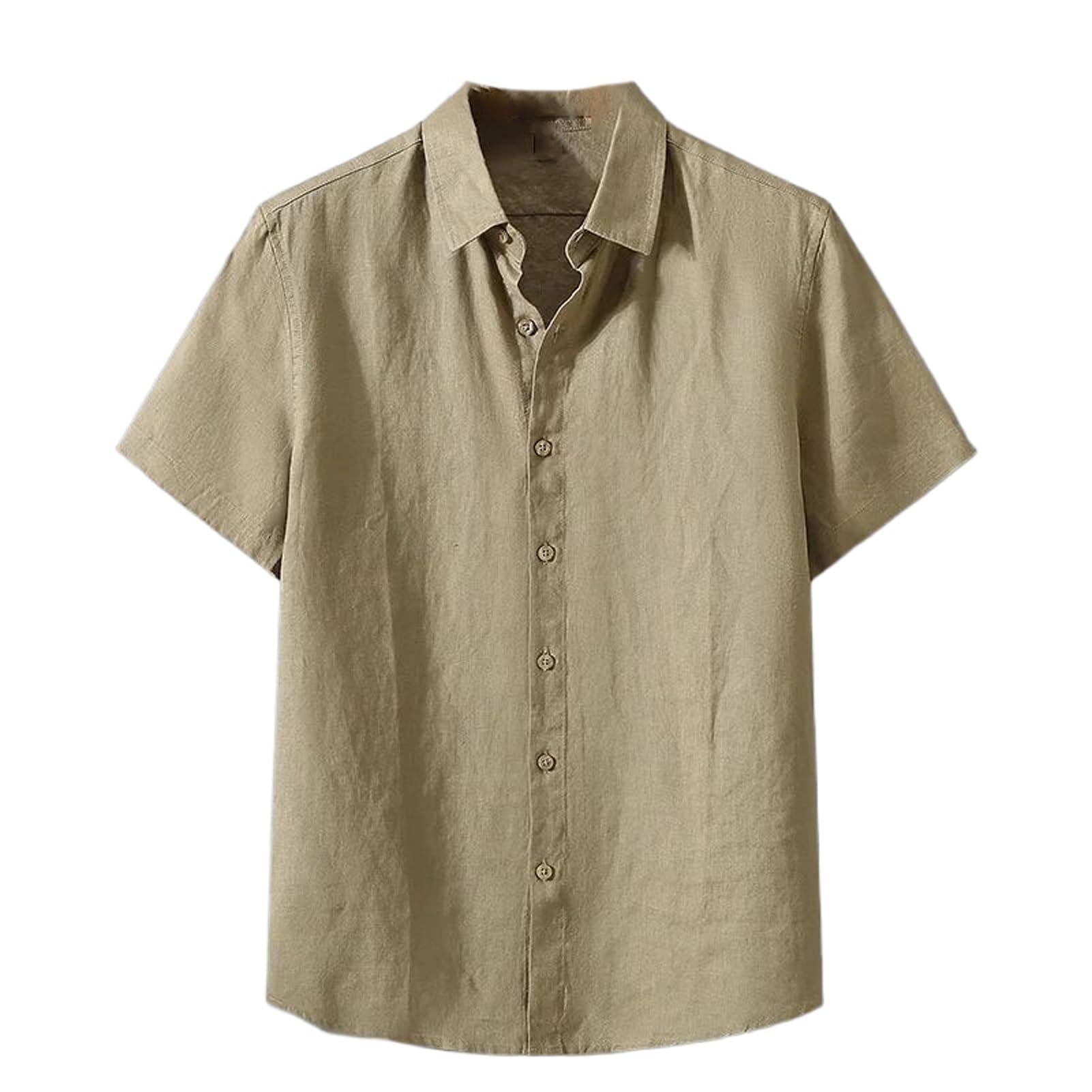 Estate Uomini di Lino solido Camicia Manica Corta Tinta unita Harajuku Maschio Sottile Camicetta Casual Traspirante Camicia per Uomo