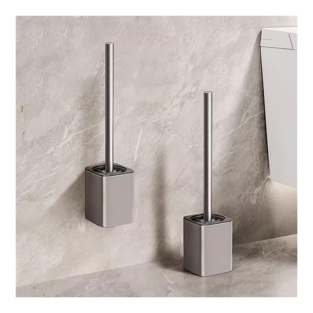 Set scopino per WC - Spazzola Rotonda a Doppio Supporto con setole in plastica, Supporto da Parete e Pavimento, Strumento igienico per la Pulizia del Bagno, Prodotti per la Pulizia della Toilette