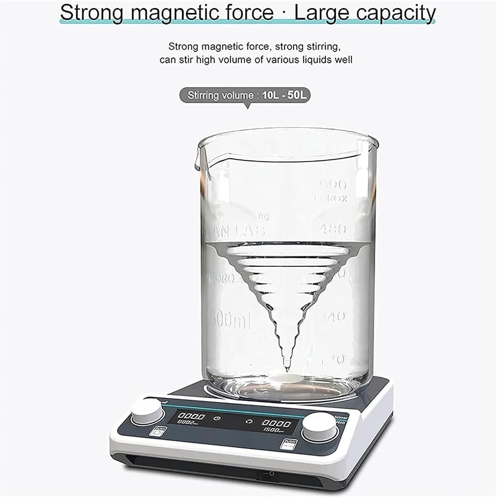 Agitador magnético de laboratorio | Pantalla digital LCD de alto rendimiento, velocidad ajustable de 50-1500 rpm, mezclador ideal para laboratorios, capacidad de 5 a 50 L