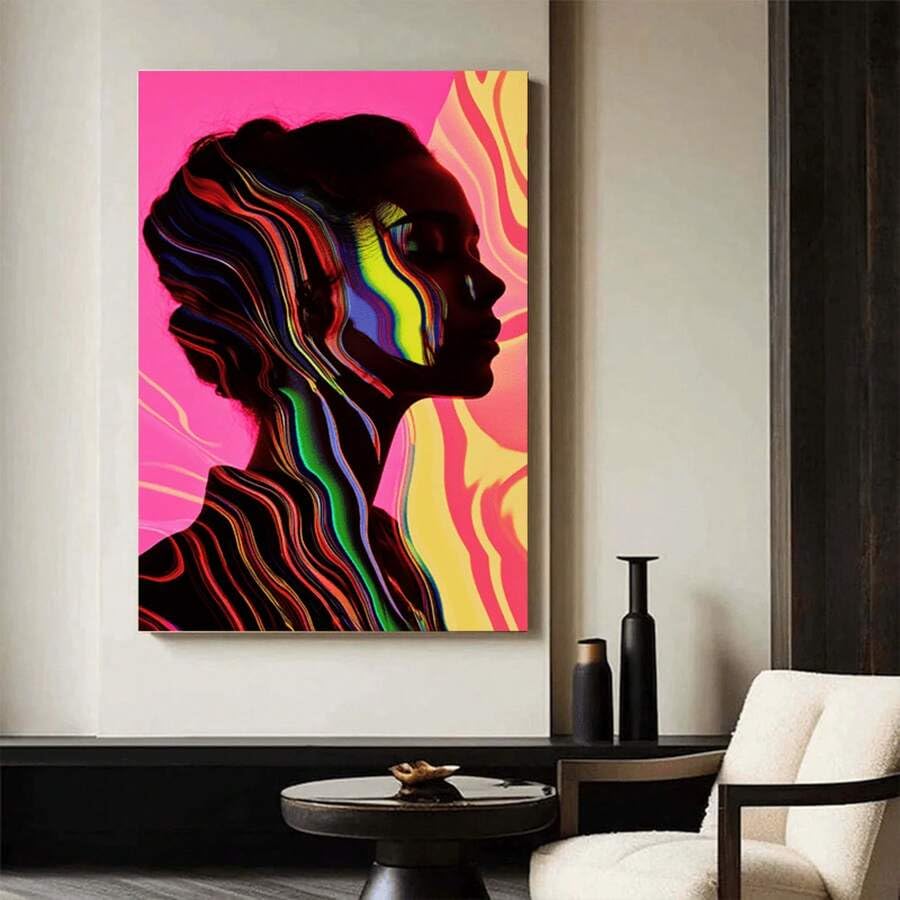 Impression sur toile abstraite aux finitions soignées pour décoration murale chic