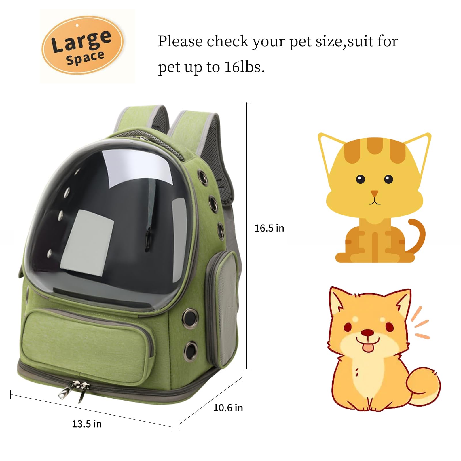 Mochila de burbujas para gatos, mochila transpirable para gatos, gran espacio, transportador de viaje para mascotas para gatitos, perros pequeños de hasta 15 libras, transportador transparente para