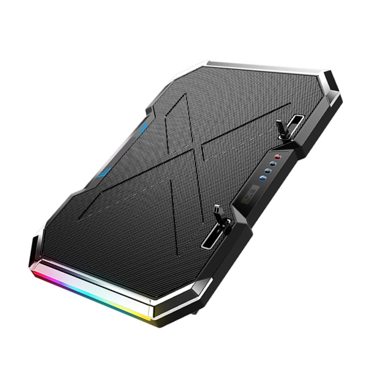 jojofuny Support de Refroidissement en Alliage pour Base Ventilée Réglage 7 Angles, Éclairage Rvb Ordinateur Portable de Jeu Usage Gaming