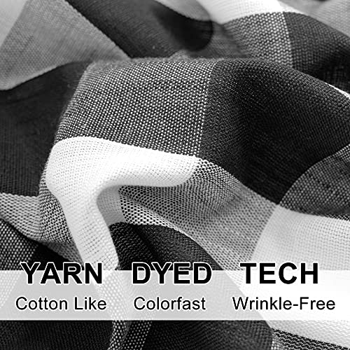 Treatmentex GZPOM2-45BK White Black Buffalo Check Curtains 45Inch Pom Pom Farmhouse Semi Sheer Plaid Window Curtain Panels thumb #3