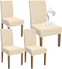 Granbest Premium Waterproof Dining Chair Covers Set of 4, Stretch High Back Chair Slipcovers for Dining Room, Washable Removable Chair Protector for Banquet, Kitchen, Party, Hotel (Beige, Pack of 4)