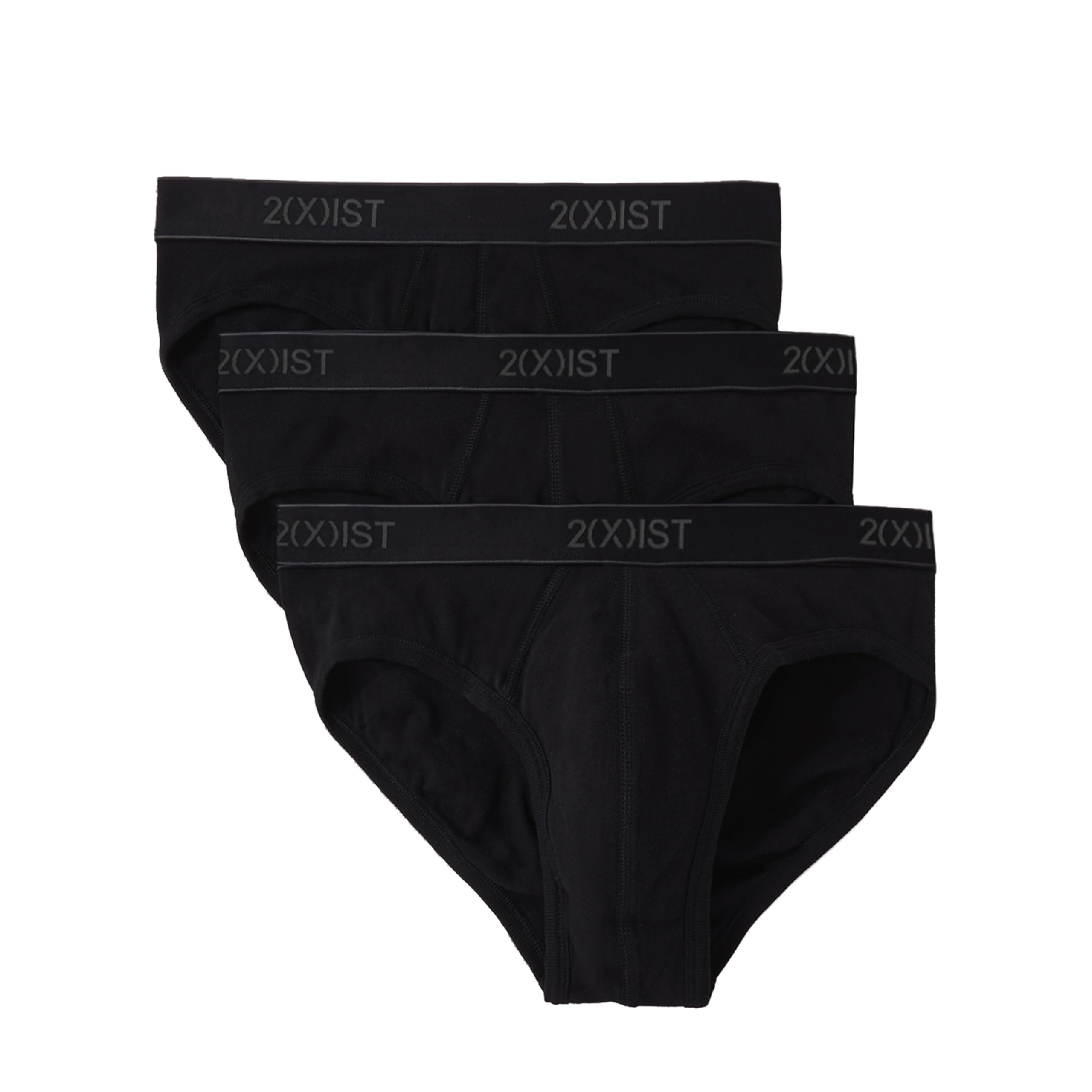 2(X)IST Men's Essential Cotton No Show Brief 3-Pack, Black New Logo, XL