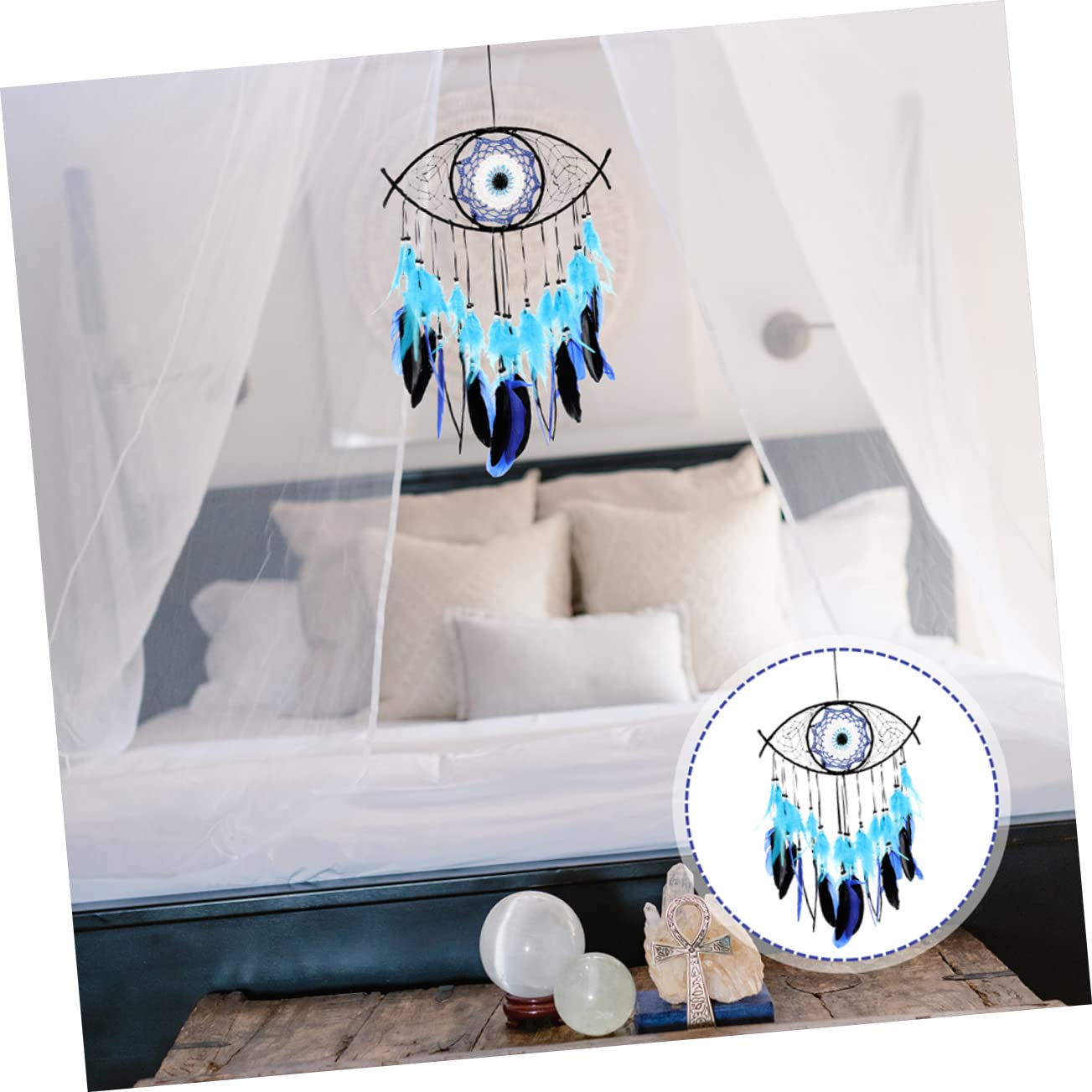 Ciieeo 2pezzi Acchiappasogni Fatto Mano in Materiale Piumato da Appendere alla Parete Decorazione per Camera da Letto e Stanza delle Ragazze