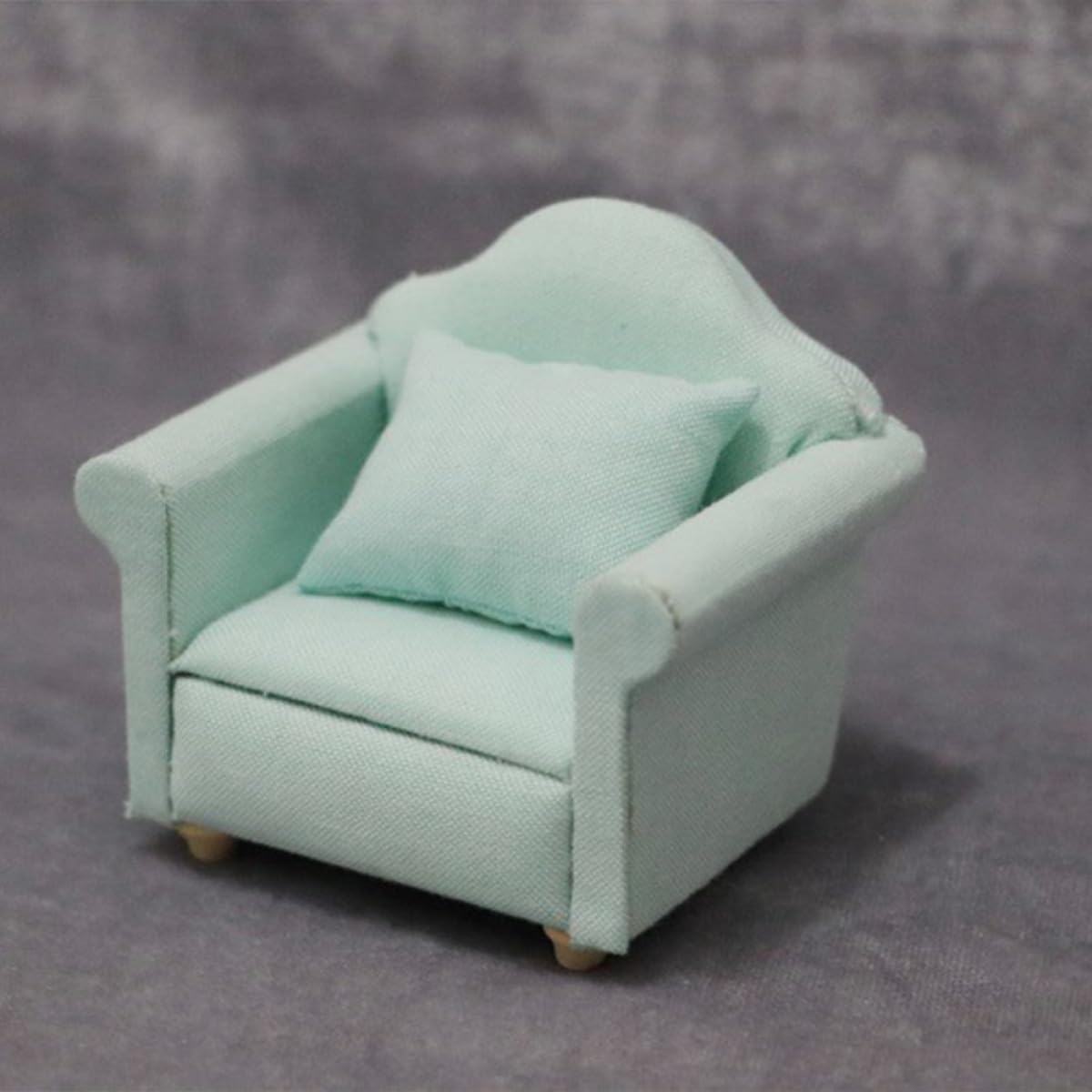 HOMSFOU Ensemble de Meubles Miniatures 1/12 pour Maison de Poupée Adorable Canapé Vert en Tissu et Bois Décoratif et Accessoires Photo pour Salon