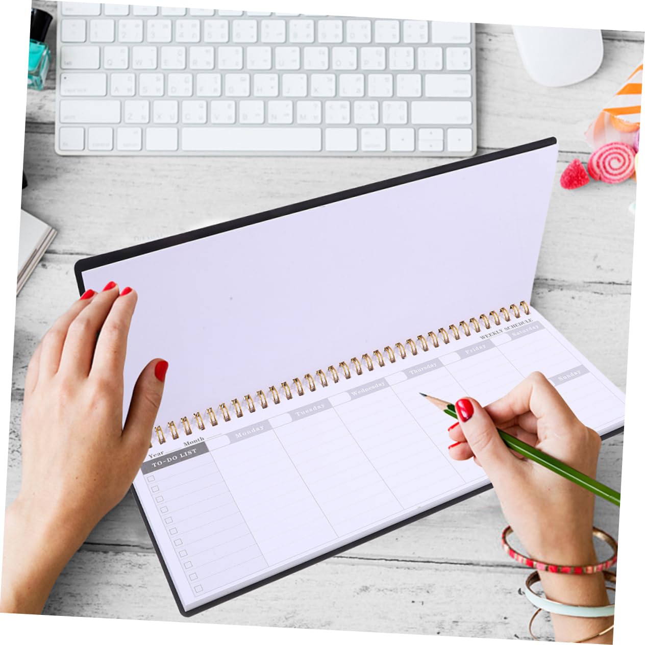 Agenda Planner Settimanale da 2 Pezzi in Carta e Ferro per Casa