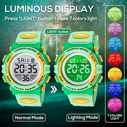 Image of Kids Watch,Boys Watch for 3-15 Year Old Boys,Digital Sport Outdoor Multifunctional Chronograph LED 50 M Waterproof Alarm Calendar Analog Watch for Children with Silicone Band,Kids Gift