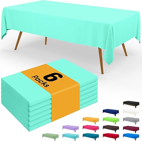 Miniatura 73 de Smiry - Juego de 6 manteles desechables, manteles rectangulares impermeables de 54 x 108 pulgadas para fiestas, mantel de plástico decorativo, a