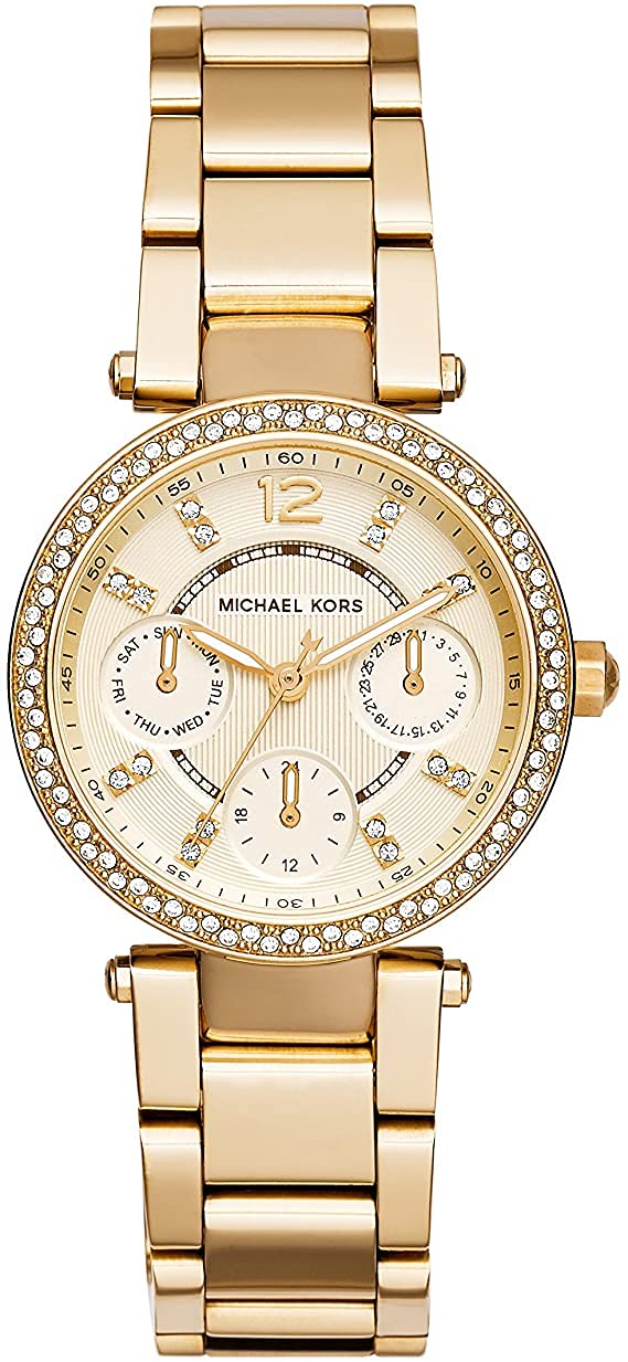 Michael-Kors Parker Mini Parker Champagne Glitz Dial Steel Ladies Analogue Womens Watch Mk6056 (Gold, Stainless Steel) (B09FFM34TW) Amazon Price History, Amazon Price Tracker