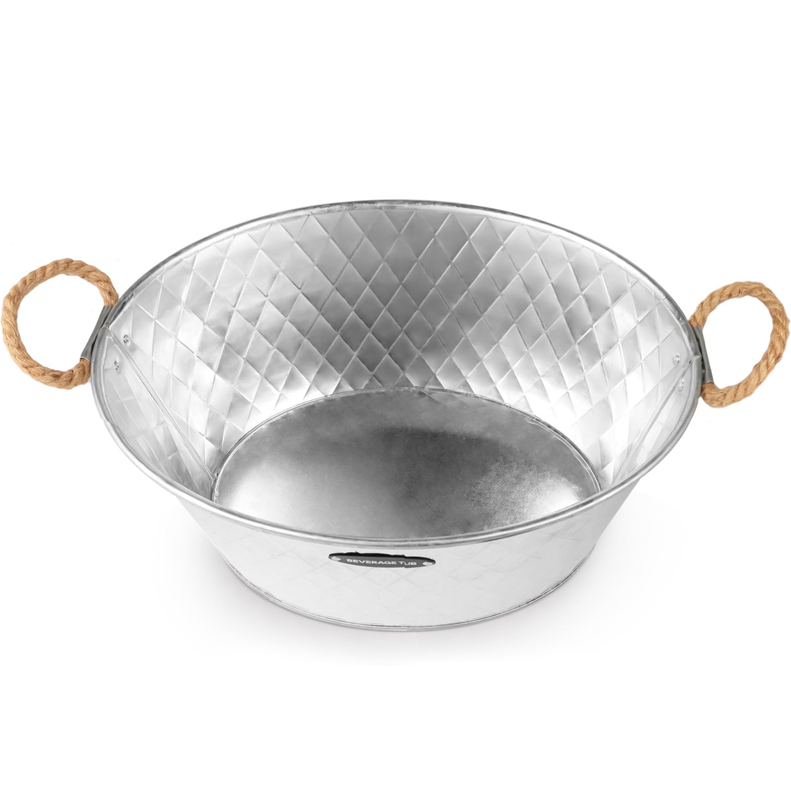 iHoo Juego de 2 cubetas para bebidas con gran agarre para fiestas de 2,6 galones (10 L), bañeras de bebidas galvanizadas para bares interiores o exteriores, 14,76 x 6,18 pulgadas