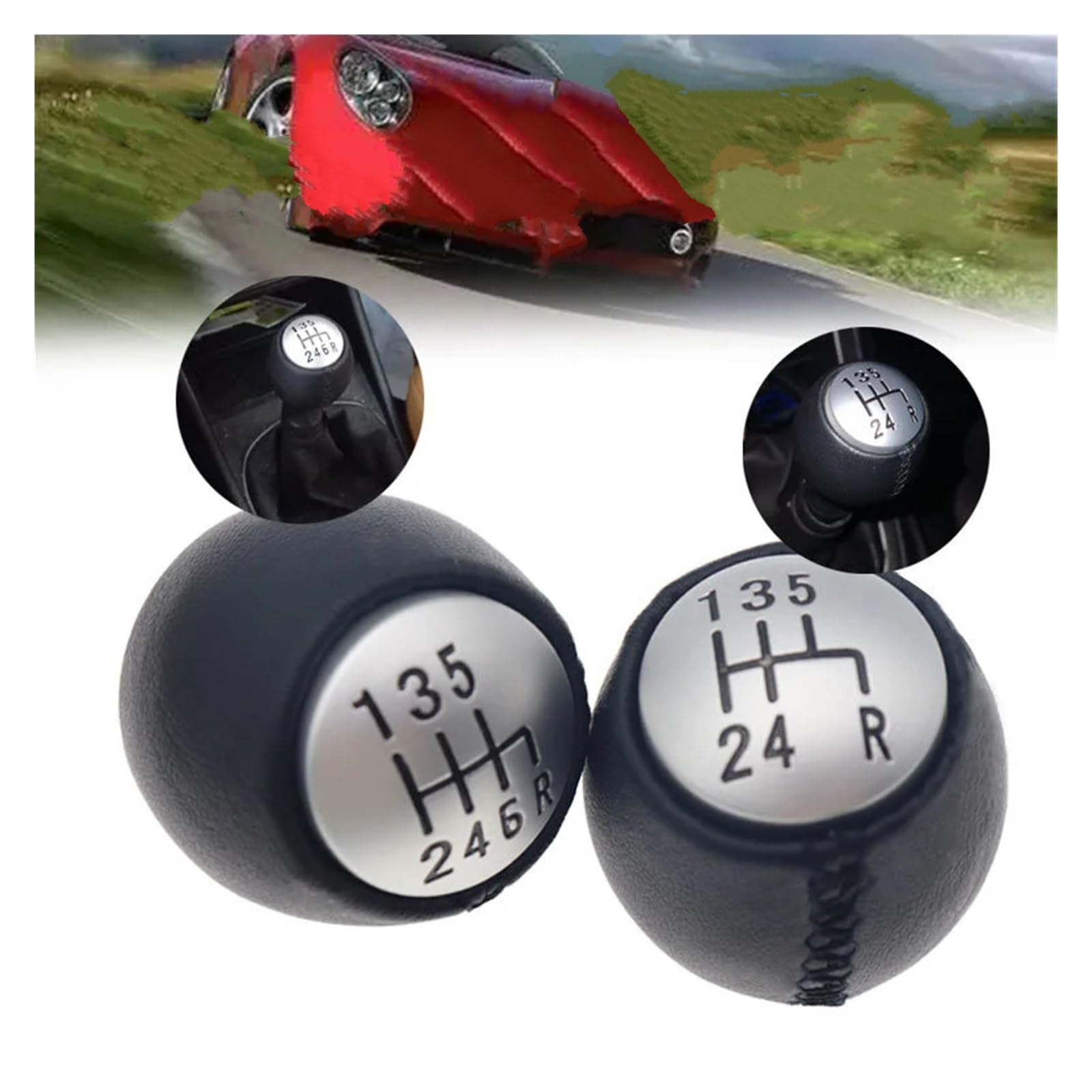 Pommeau De Levier De Vitesse En Cuir Pour Alfa Romeo GT, 147, 166 - Design Ergonomique, Noir, 6 Vitesses
