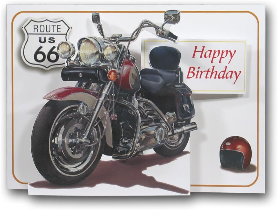 Happy Birthday - Motorbike - Harley Davidson - Pictoria Press 3D Pop Up Greeting Card