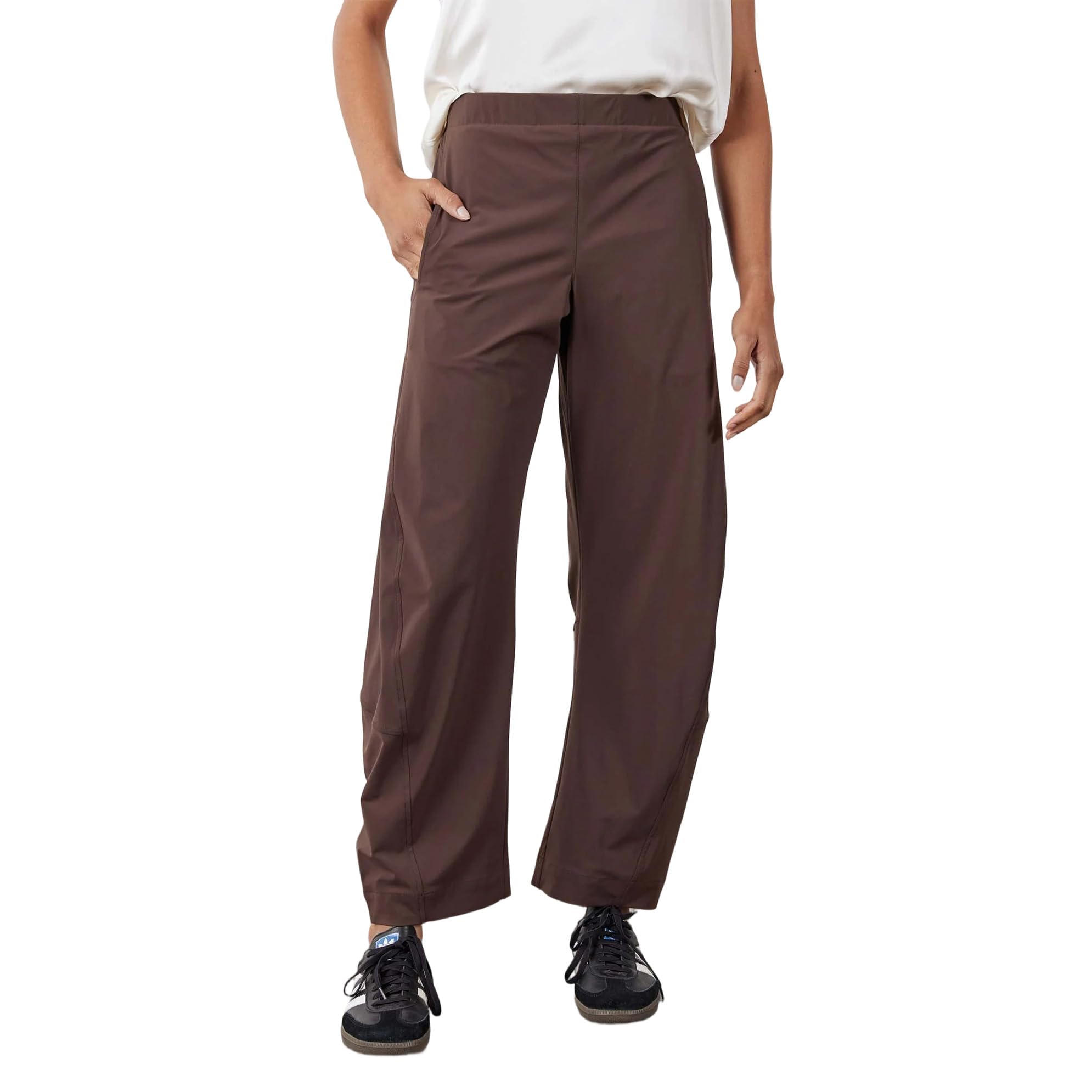 Women Barrel Pants Baggy Wide Leg High Waisted Ankle Pants Summer Lounge Travel Work Trousers with Pockets — view 11