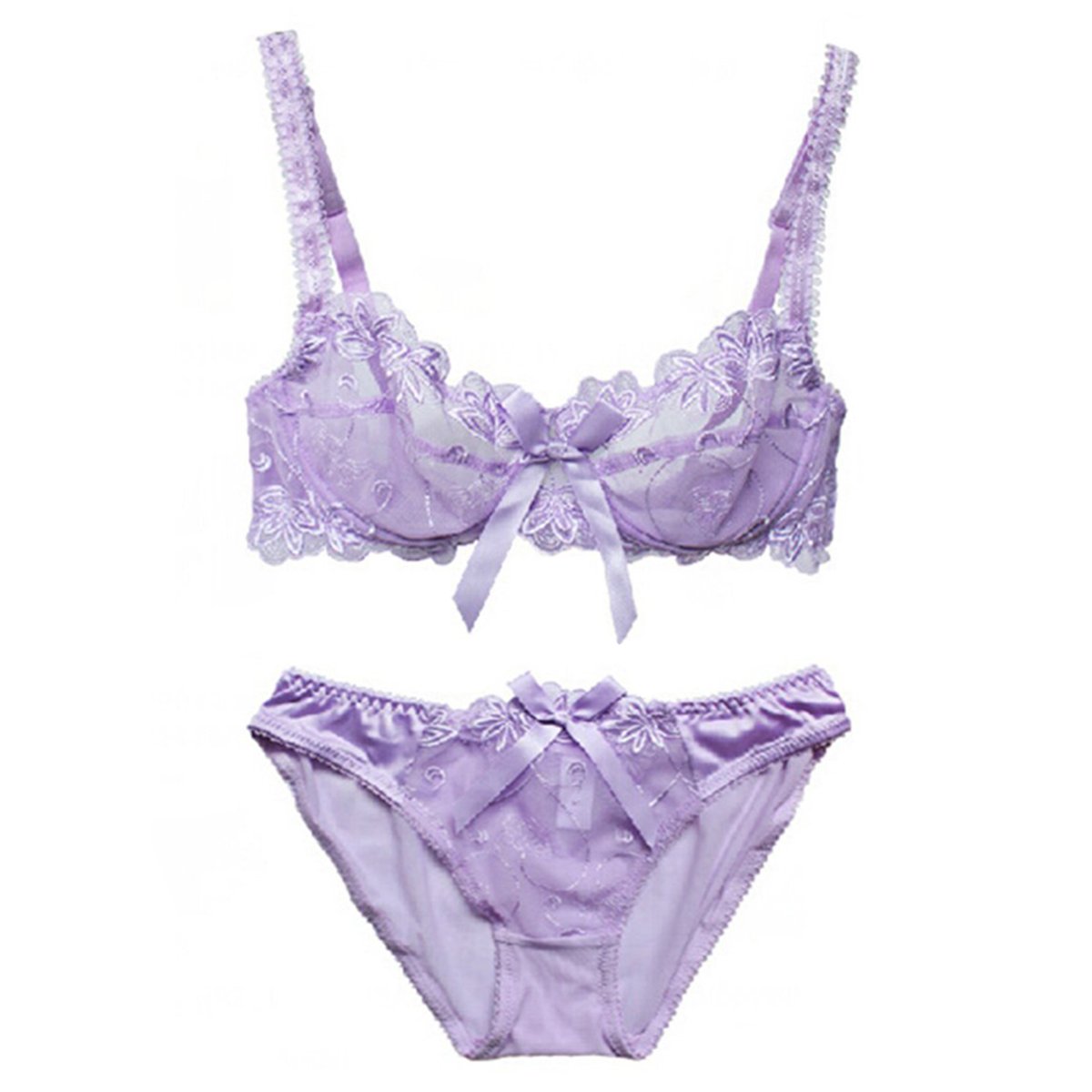 Nanier Women's Thin Transparent Lace Bra Set