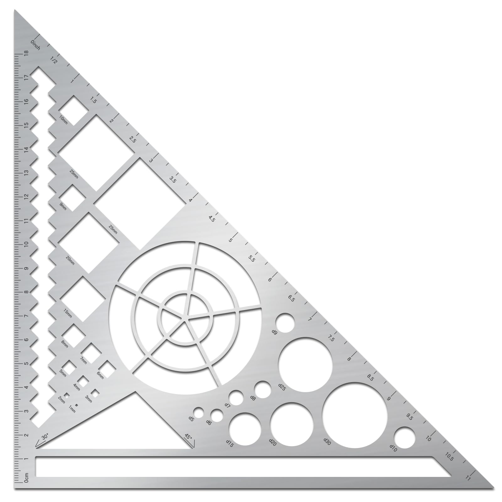 ORIGACH Metal Carpenter Square with Scale, Stainless Steel Measuring Template, Multi-Purpose Carpenter Tool for Woodworking and Carpentry, 8.5Inch