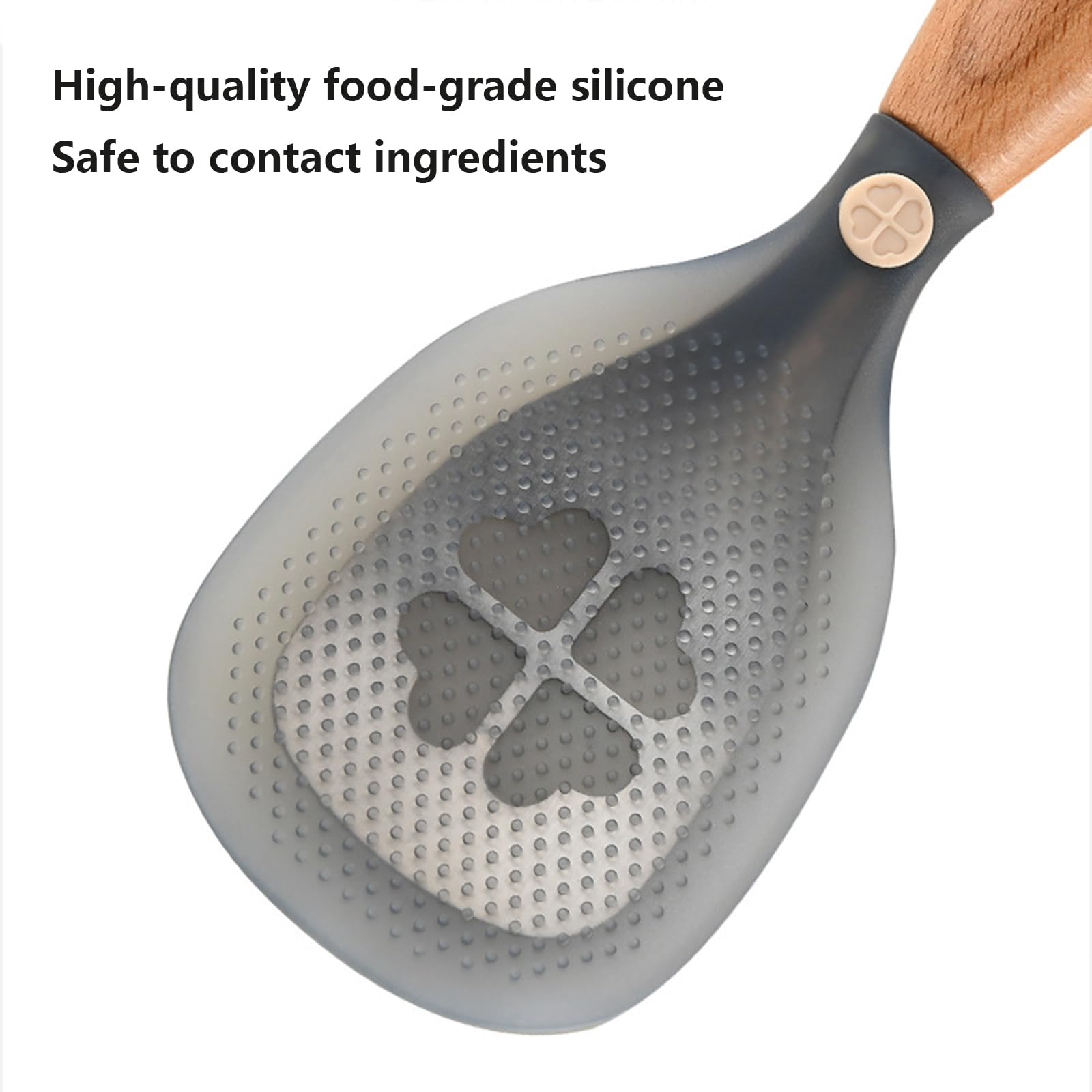 Ensemble d'ustensiles de cuisine en silicone, 3 ustensiles de cuisine antiadhésifs avec poignées en bois, résistant à la chaleur, passe au lave-vaisselle, spatule, cuillère à soupe, cuillère à riz