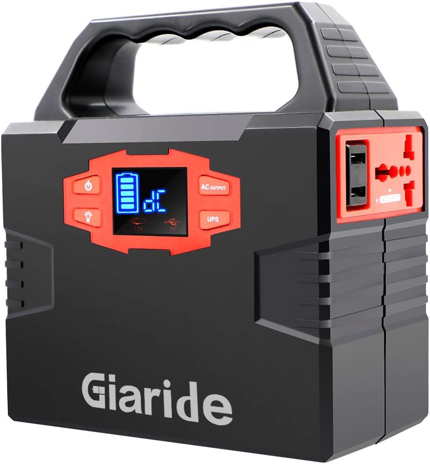Portable Generator, GIARIDE 150Wh Solar Power Inverter 40800mAh Battery Pack Camping CPAP Emergency UPS Power Station, Charged by Solar Panel/Wall Outlet/Car, Dual 110V AC Outlet, 3 DC 12V, USB Ports