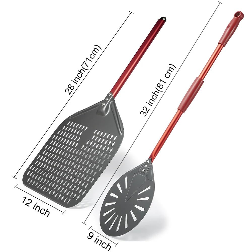 Pala Per Pizza Pala for pizza da 12/13/14 pollici con pala for girare la 9, perforata, for, manico in alluminio(9 inch and 12 inch)