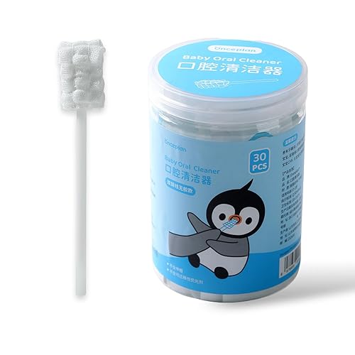 Limpiador oral para bebés, 30 unidades de 0.91 x 0.51 pulgadas para cabezal limpiador bucal, limpiador bucal desechable para bebés de 0 a 36 meses,