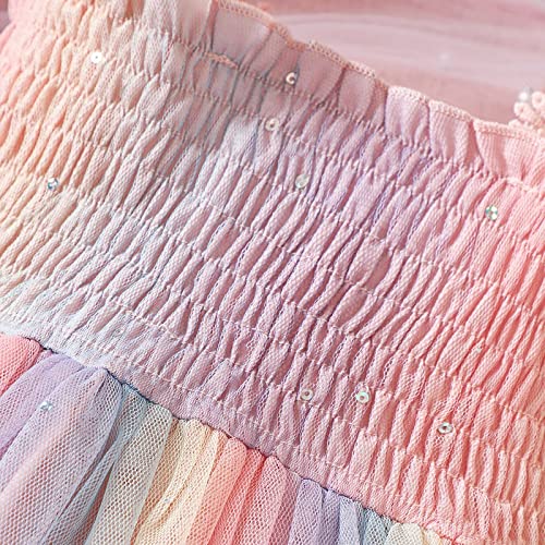 Girls' Floral Colorful Princess Dress Cute Sweet Spaghetti Straps Tube Top Tulle Tutu Dress for Flower Girl3