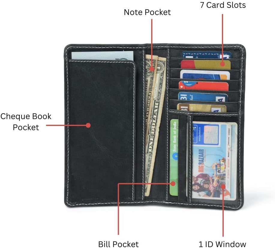 Jajmo Legacy Bifold Genuine Leather Long Vintage Wallet Checkbook Card Case Holder For Men | Bifold, Long, Vintage, Checkbook, Card Case, Holder - Image 4