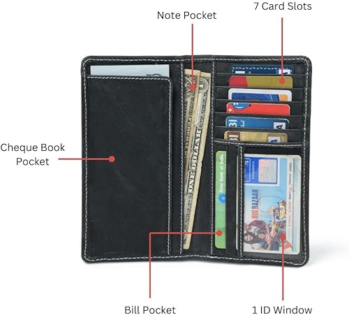 Miniatura 4 de Jajmo Legacy Bifold Cuero Genuino Largo Vintage Billetera Chequera Tarjetero Titular Para Hombres