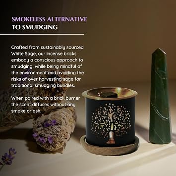 White Sage and Lavender Smokeless Incense Bricks for Smudging, Aromafume