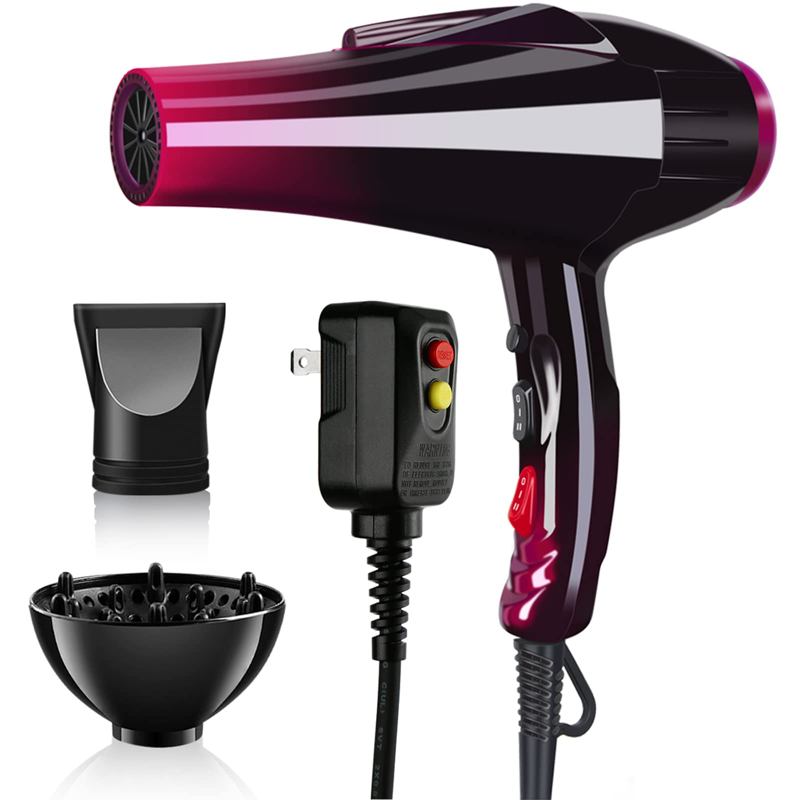 Professional Hair Dryer 3500 Watt Powerful Blow Dryer Salon Negative Ions Blow Dryer Ceramic Hair Dryer with AC Motor Concentrator Diffuser Attachments