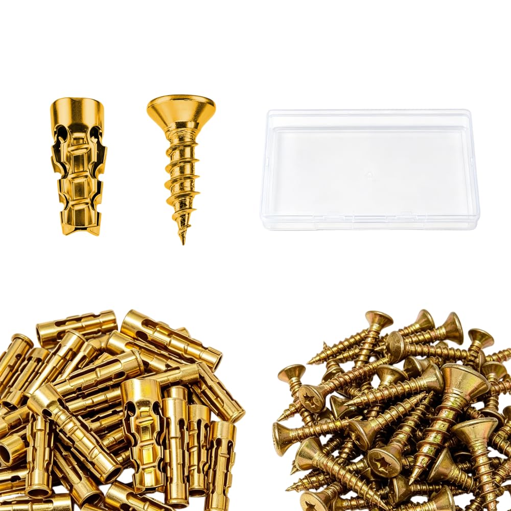100Pcs Hinge Expansion Dowels & Screws, M6 Cabinet Hinge Repair Inserts
