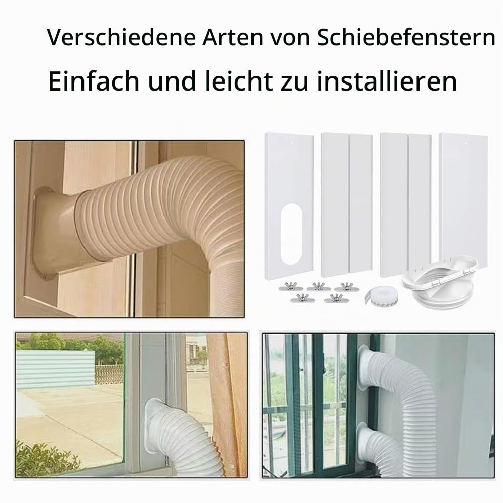 4 Stück Klimaanlage Fensterabdichtung, Fensterabdichtung für Mobile Klimageräte, Klimaanlage Fensterabdichtung Kit, Einstellbare Fenstergleit Kit für Mobilen Klimaanlagen Erweiterung (13/15cm)