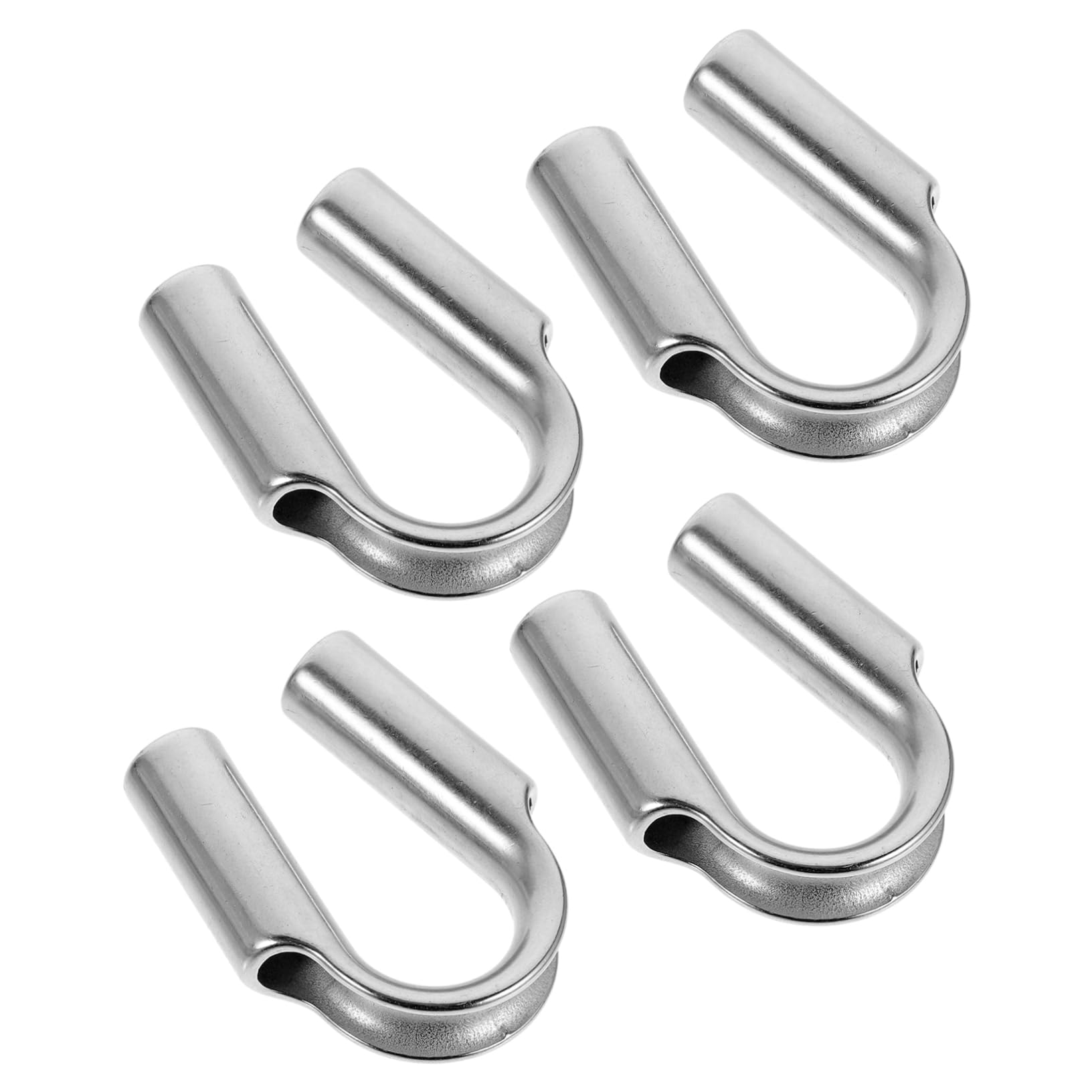 MUCKLILY 4pcs Stainless Steel Tubular Collar Rope Thimble Cable Rope Collar Wire Rope Collars Wire Cable Clamp Ring Wire Rope Crimping Tool Triangular Protection Ring Wire Crimp Silver